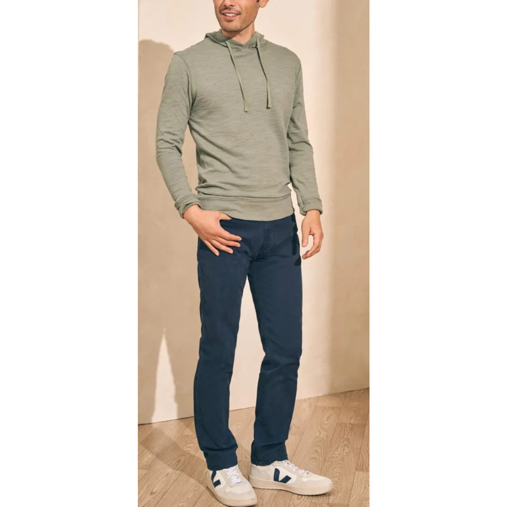 Faherty Sunwashed Slub Hoodie Trail Olive Green Organic Cotton Pullover Men's L - Picture 12 of 12